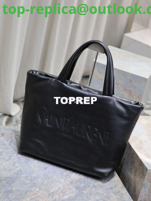 Replica Saint Laurent YSL Embossed Padded Leather Tote Bag Black 10