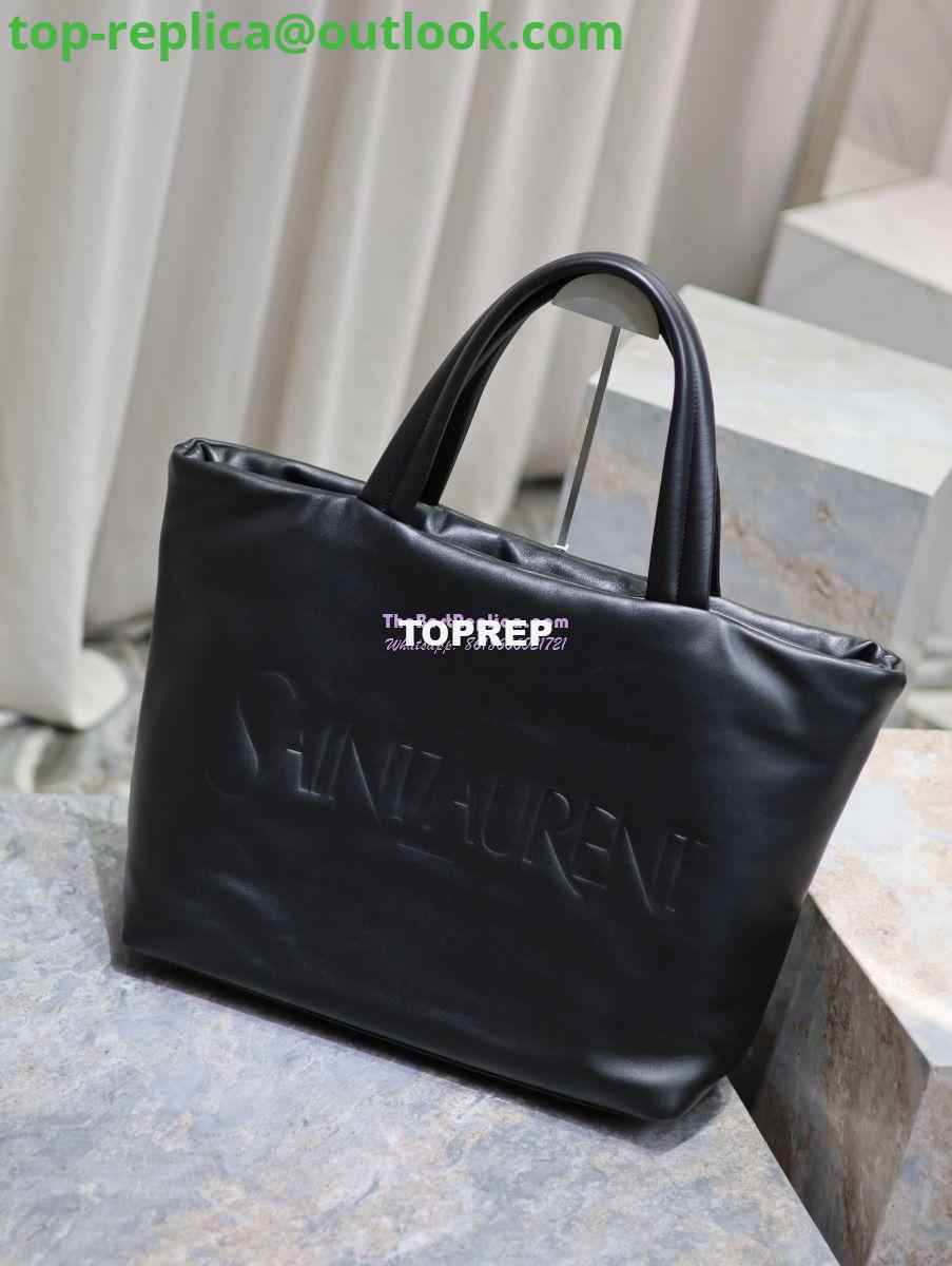 Replica Saint Laurent YSL Embossed Padded Leather Tote Bag Black 10 Replica Saint Laurent YSL Embossed Padded Leather Tote Bag Black 10