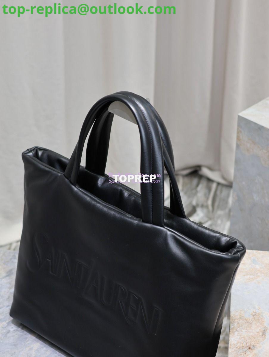 Replica Saint Laurent YSL Embossed Padded Leather Tote Bag Black 11 Replica Saint Laurent YSL Embossed Padded Leather Tote Bag Black 11