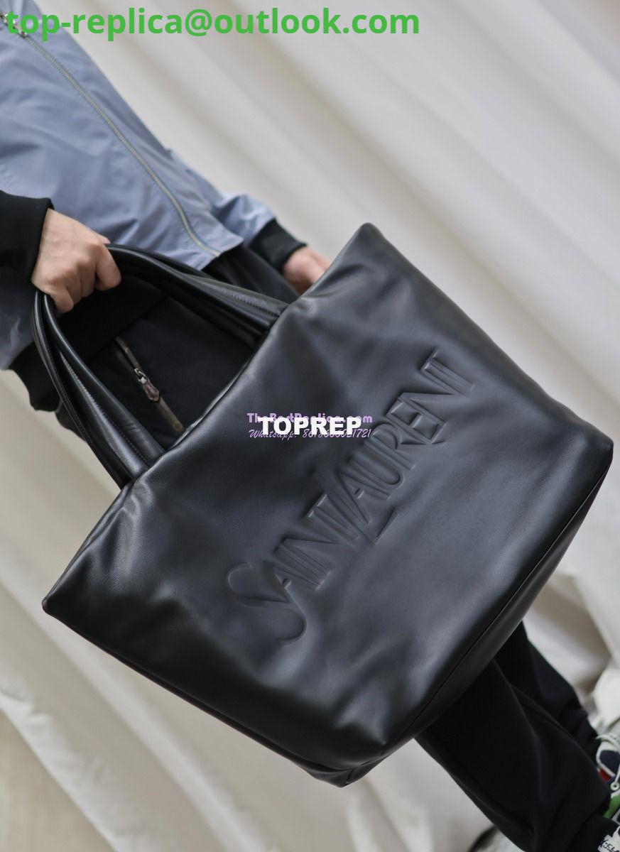 Replica Saint Laurent YSL Embossed Padded Leather Tote Bag Black 19 Replica Saint Laurent YSL Embossed Padded Leather Tote Bag Black 19