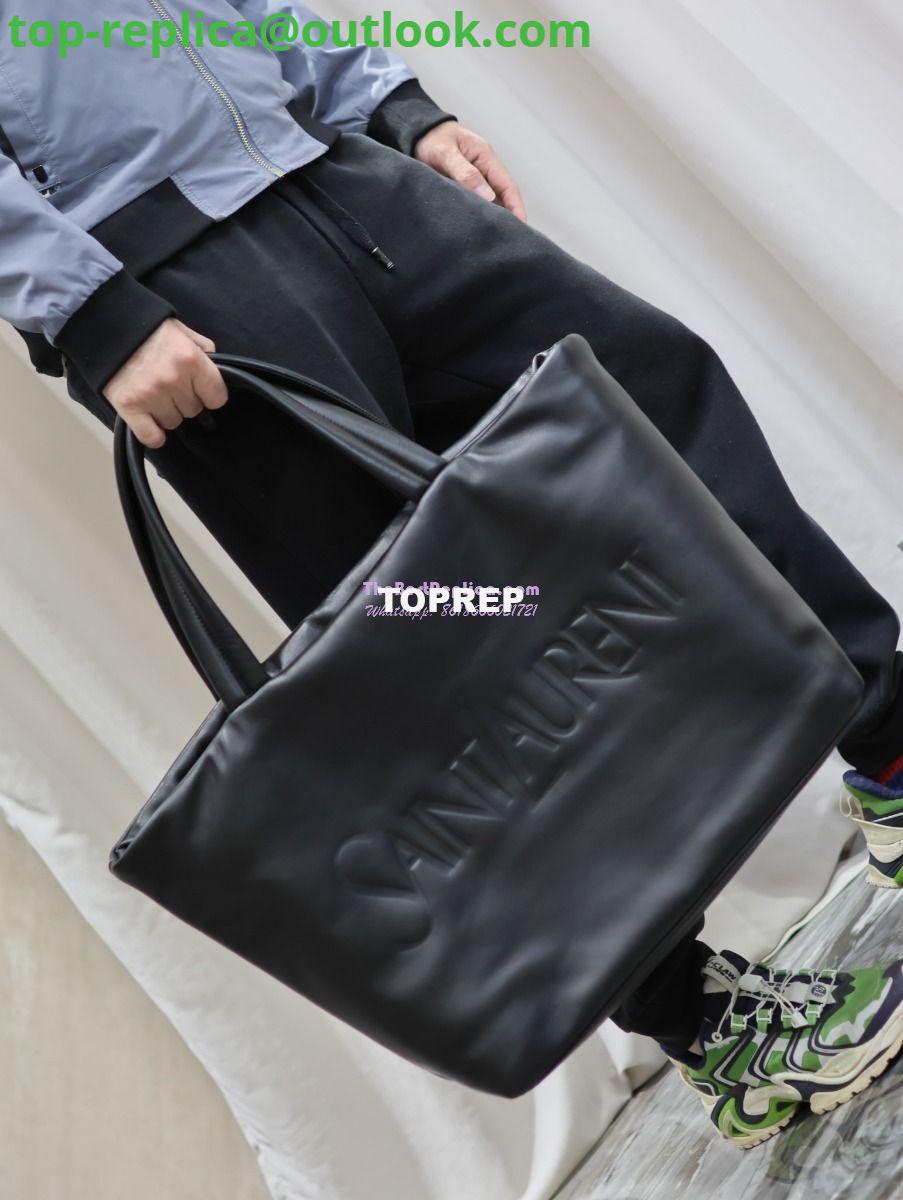 Replica Saint Laurent YSL Embossed Padded Leather Tote Bag Black 20 Replica Saint Laurent YSL Embossed Padded Leather Tote Bag Black 20