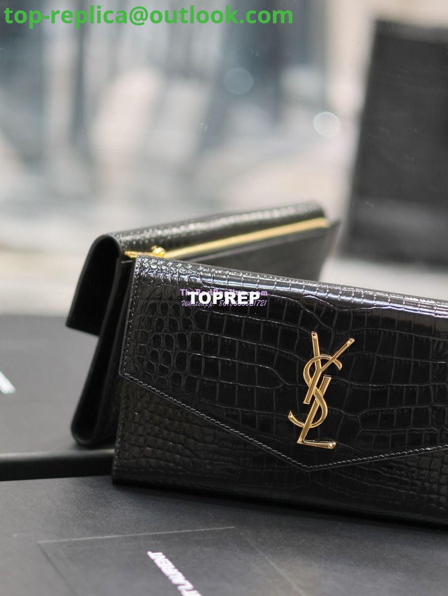 Replica Saint Laurent YSL Uptown Large Wallet in Crocodile-Embossed Shiny Leather black 582124 2 Replica Saint Laurent YSL Uptown Large Wallet in Crocodile-Embossed Shiny Leather black 582124 2