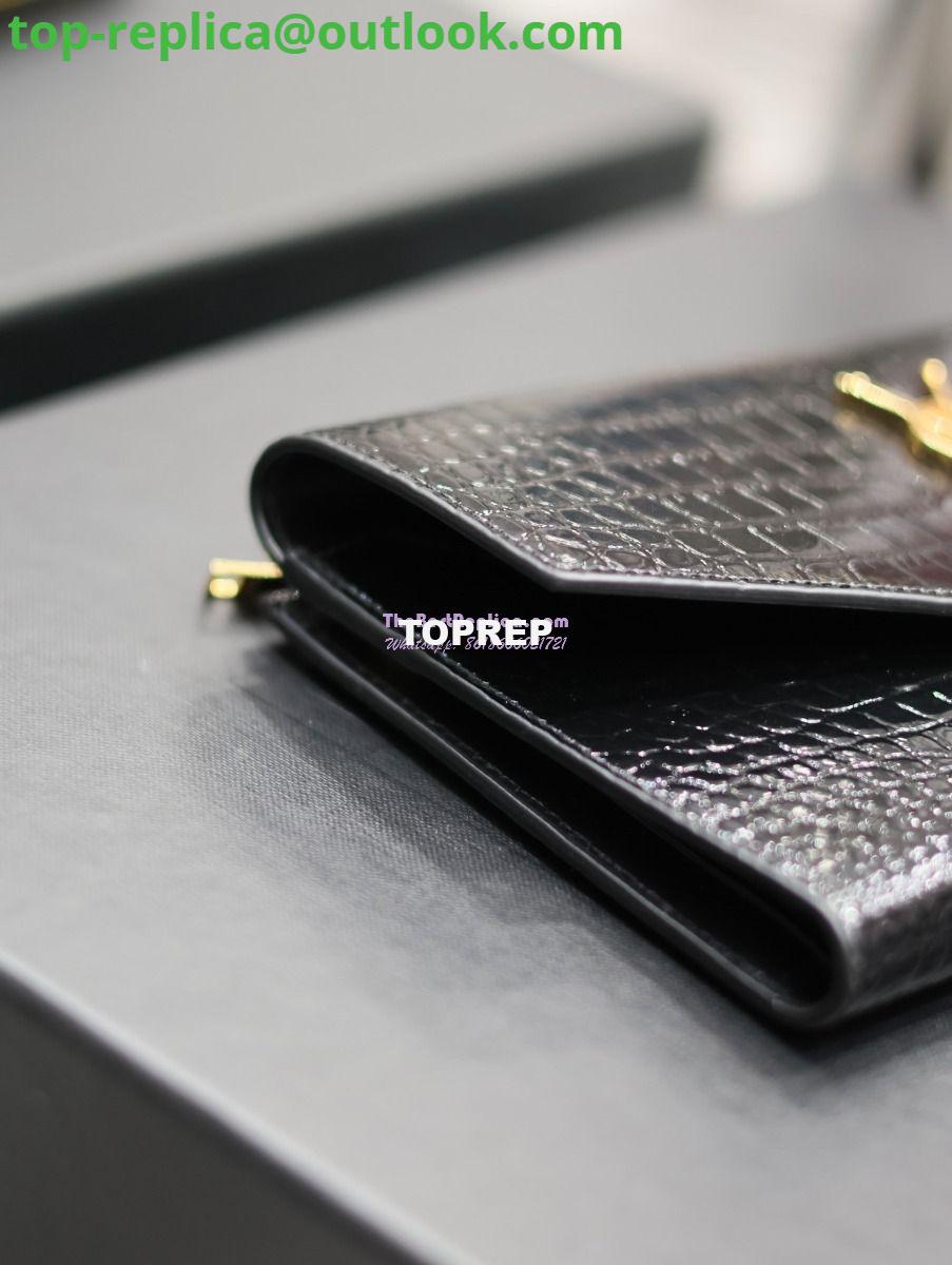 Replica Saint Laurent YSL Uptown Large Wallet in Crocodile-Embossed Shiny Leather black 582124 6 Replica Saint Laurent YSL Uptown Large Wallet in Crocodile-Embossed Shiny Leather black 582124 6
