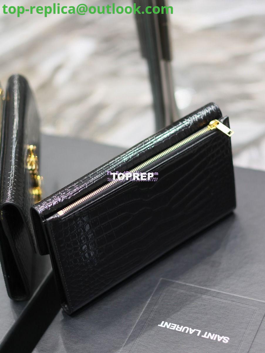 Replica Saint Laurent YSL Uptown Large Wallet in Crocodile-Embossed Shiny Leather black 582124 8 Replica Saint Laurent YSL Uptown Large Wallet in Crocodile-Embossed Shiny Leather black 582124 8