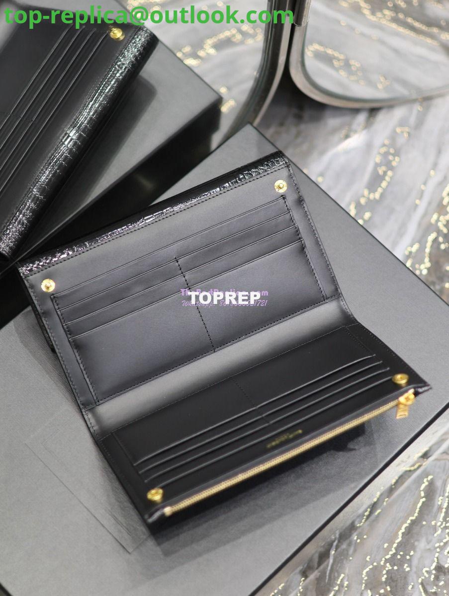Replica Saint Laurent YSL Uptown Large Wallet in Crocodile-Embossed Shiny Leather black 582124 9 Replica Saint Laurent YSL Uptown Large Wallet in Crocodile-Embossed Shiny Leather black 582124 9