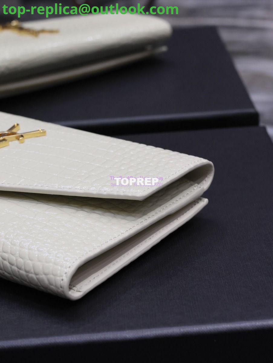 Replica Saint Laurent YSL Uptown Large Wallet in Crocodile-Embossed Shiny Leather white 6 Replica Saint Laurent YSL Uptown Large Wallet in Crocodile-Embossed Shiny Leather white 6