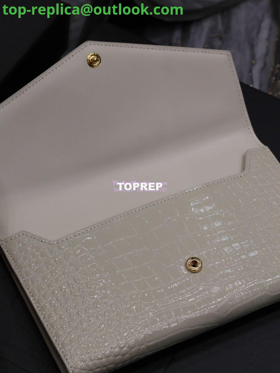 Replica Saint Laurent YSL Uptown Large Wallet in Crocodile-Embossed Shiny Leather white 7 Replica Saint Laurent YSL Uptown Large Wallet in Crocodile-Embossed Shiny Leather white 7
