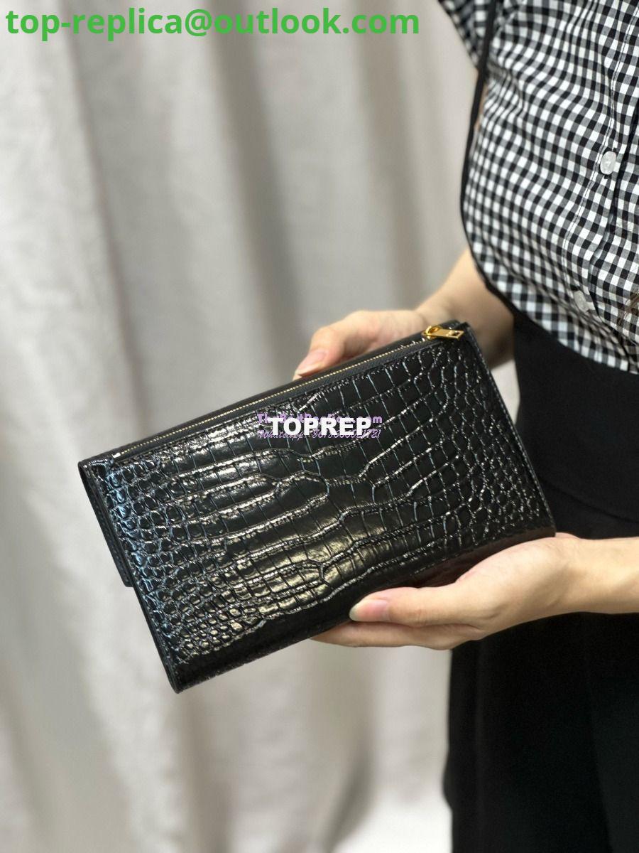Replica Saint Laurent YSL Uptown Large Wallet in Crocodile-Embossed Shiny Leather black 582124 22 Replica Saint Laurent YSL Uptown Large Wallet in Crocodile-Embossed Shiny Leather black 582124 22