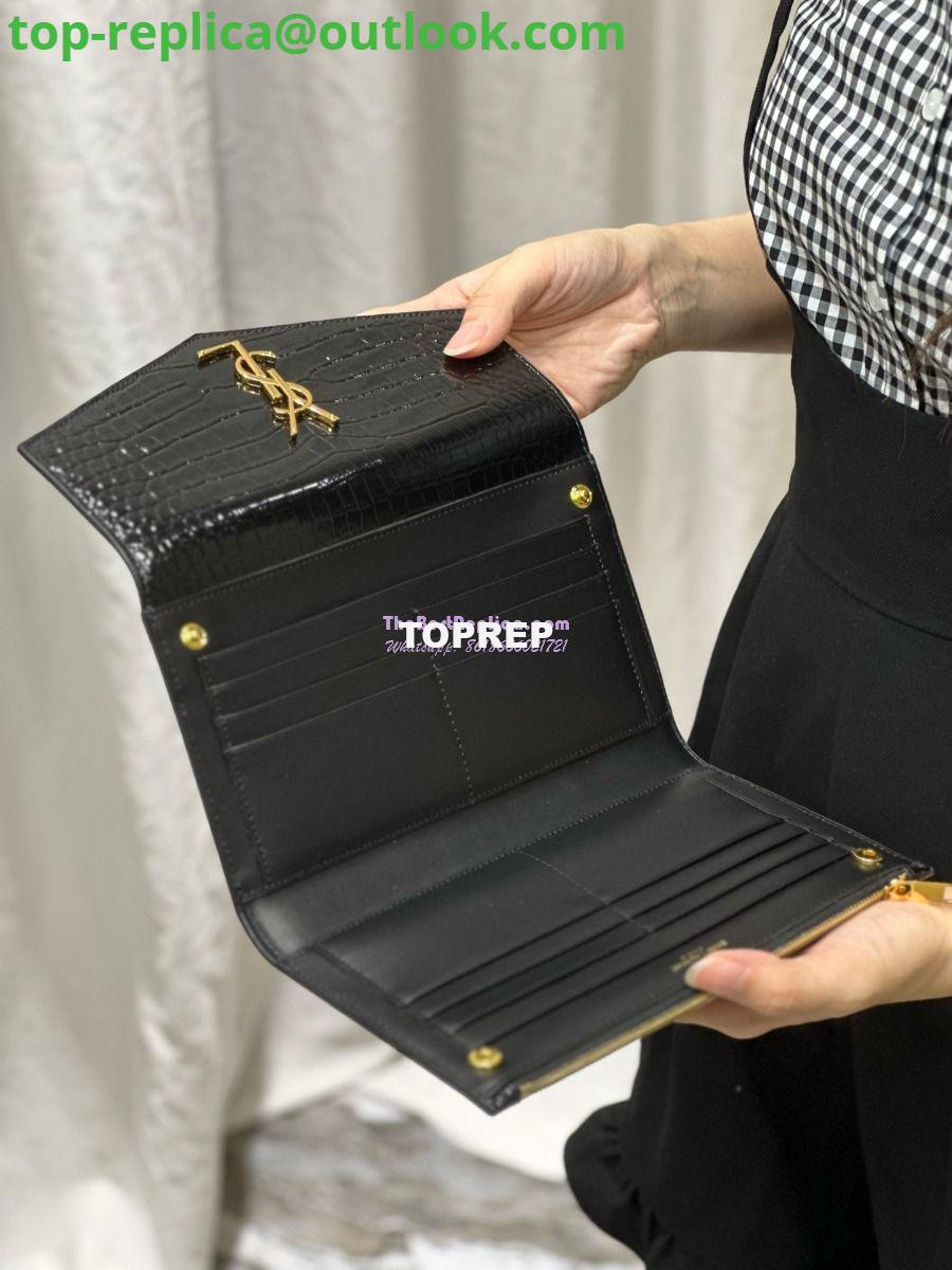 Replica Saint Laurent YSL Uptown Large Wallet in Crocodile-Embossed Shiny Leather black 582124 26 Replica Saint Laurent YSL Uptown Large Wallet in Crocodile-Embossed Shiny Leather black 582124 26