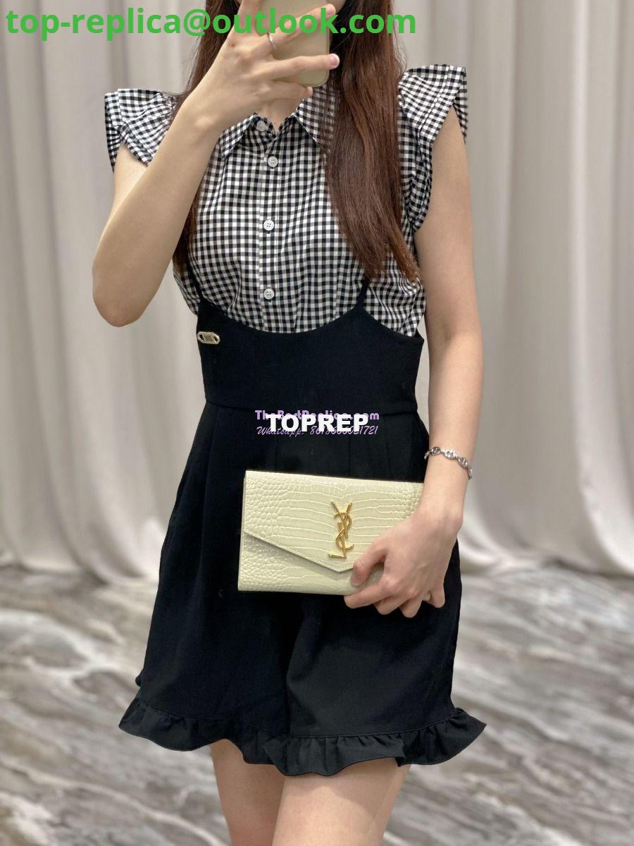 Replica Saint Laurent YSL Uptown Large Wallet in Crocodile-Embossed Shiny Leather white 14 Replica Saint Laurent YSL Uptown Large Wallet in Crocodile-Embossed Shiny Leather white 14