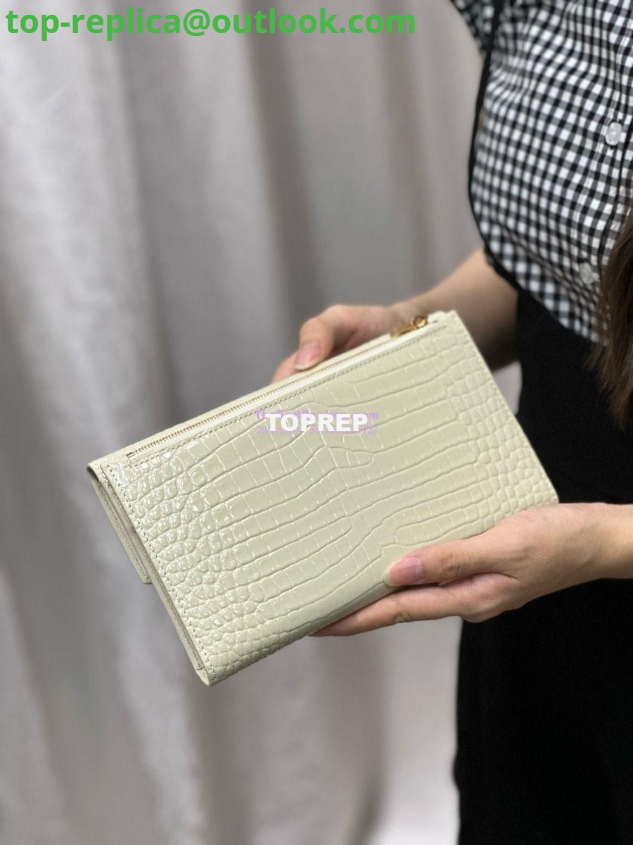 Replica Saint Laurent YSL Uptown Large Wallet in Crocodile-Embossed Shiny Leather white 20 Replica Saint Laurent YSL Uptown Large Wallet in Crocodile-Embossed Shiny Leather white 20