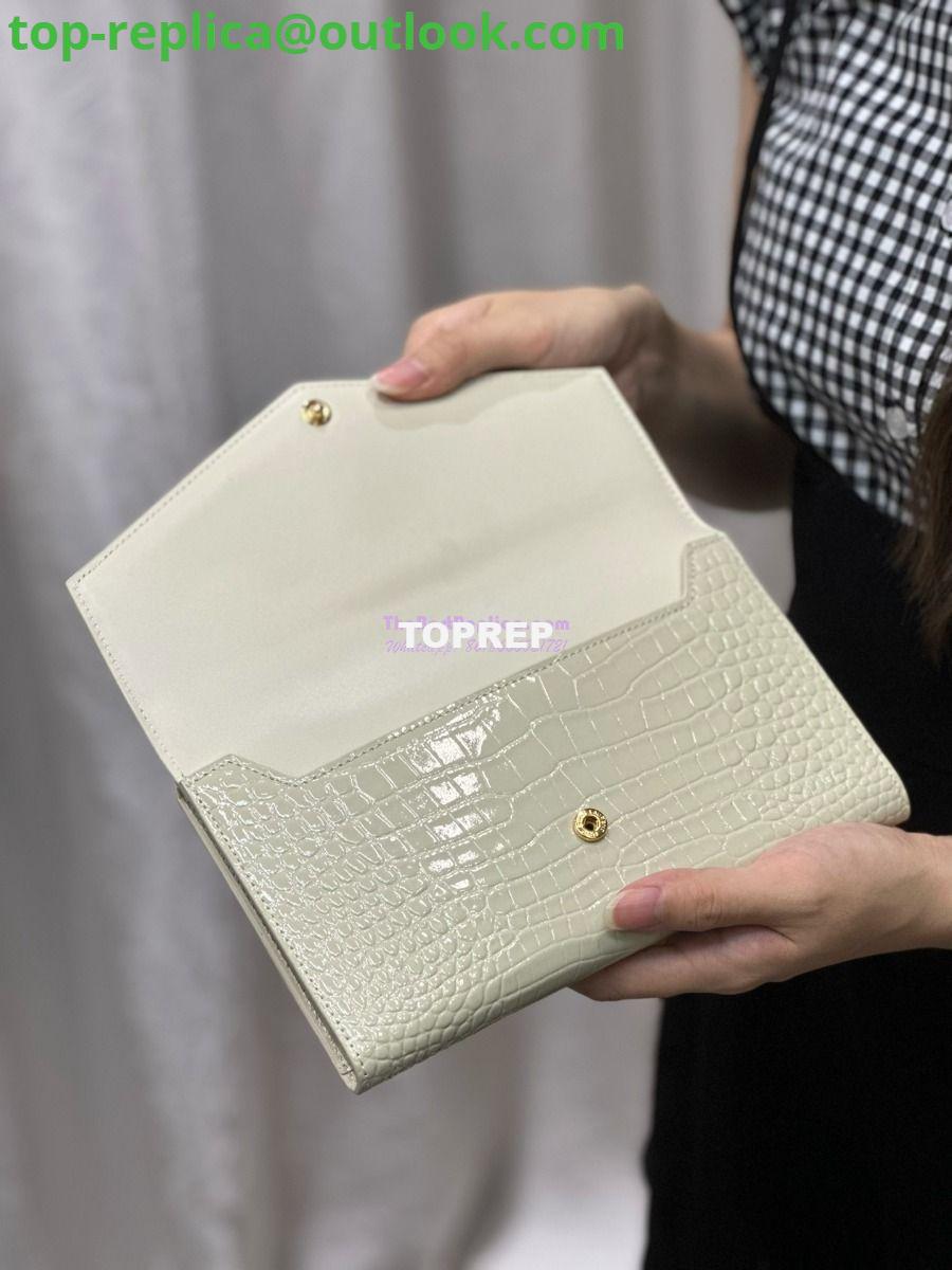 Replica Saint Laurent YSL Uptown Large Wallet in Crocodile-Embossed Shiny Leather white 21 Replica Saint Laurent YSL Uptown Large Wallet in Crocodile-Embossed Shiny Leather white 21