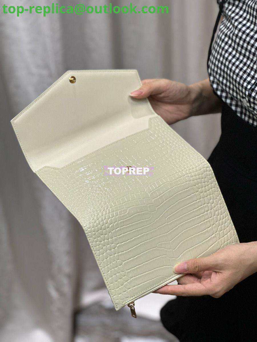 Replica Saint Laurent YSL Uptown Large Wallet in Crocodile-Embossed Shiny Leather white 25 Replica Saint Laurent YSL Uptown Large Wallet in Crocodile-Embossed Shiny Leather white 25