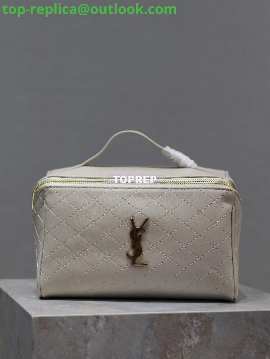 Replica Saint Laurent YSL Gaby Vanity Case In Quilted Lambskin 7531711 Blanc Replica Saint Laurent YSL Gaby Vanity Case In Quilted Lambskin 7531711 Blanc