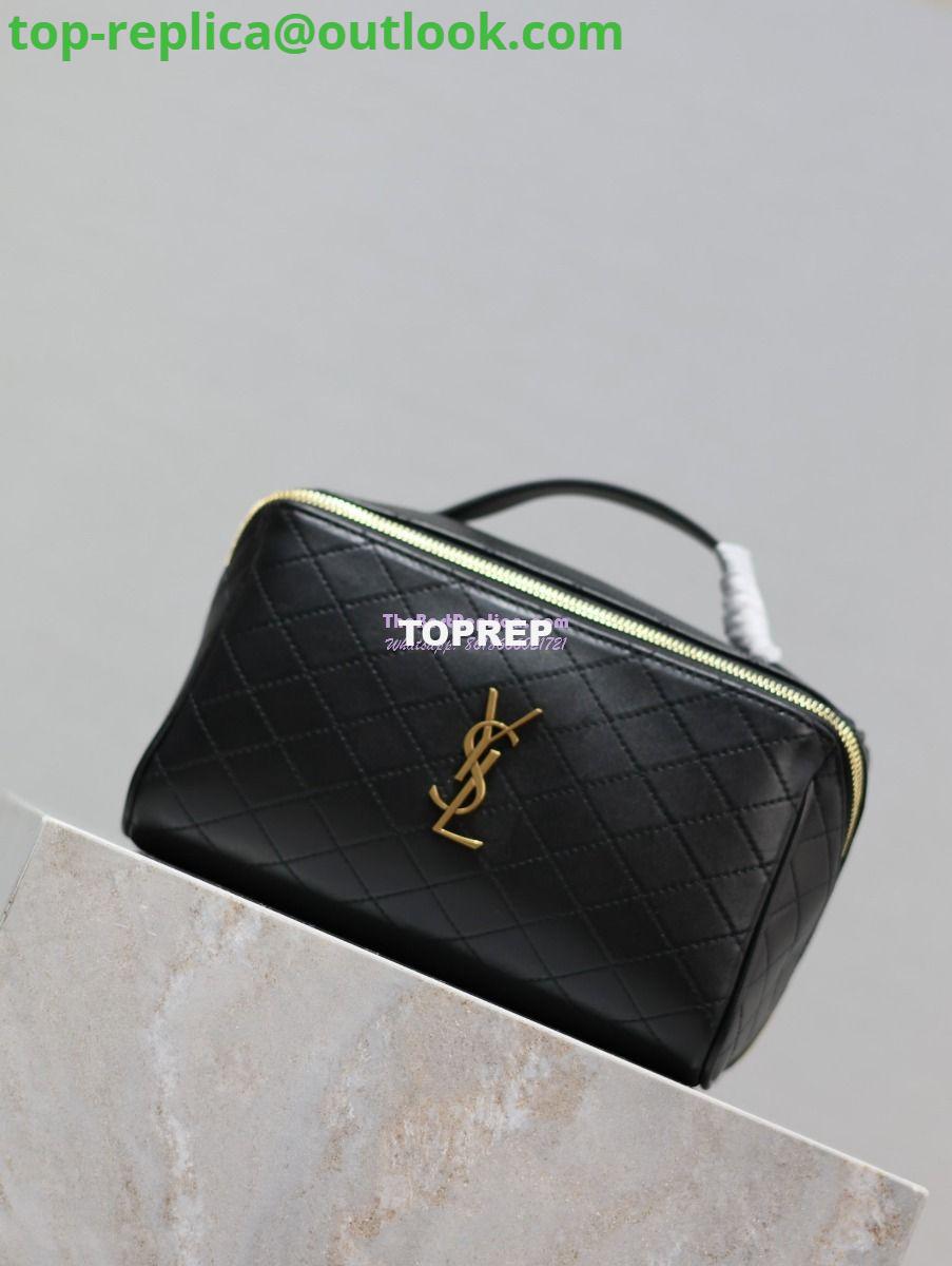 Replica Saint Laurent YSL Gaby Vanity Case In Quilted Lambskin 7531711 Black 2 Replica Saint Laurent YSL Gaby Vanity Case In Quilted Lambskin 7531711 Black 2