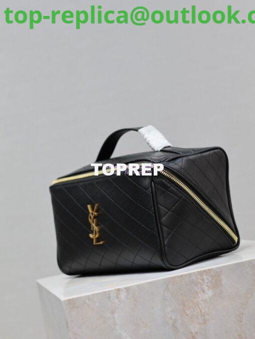 Replica Saint Laurent YSL Gaby Vanity Case In Quilted Lambskin 7531711 Black 3