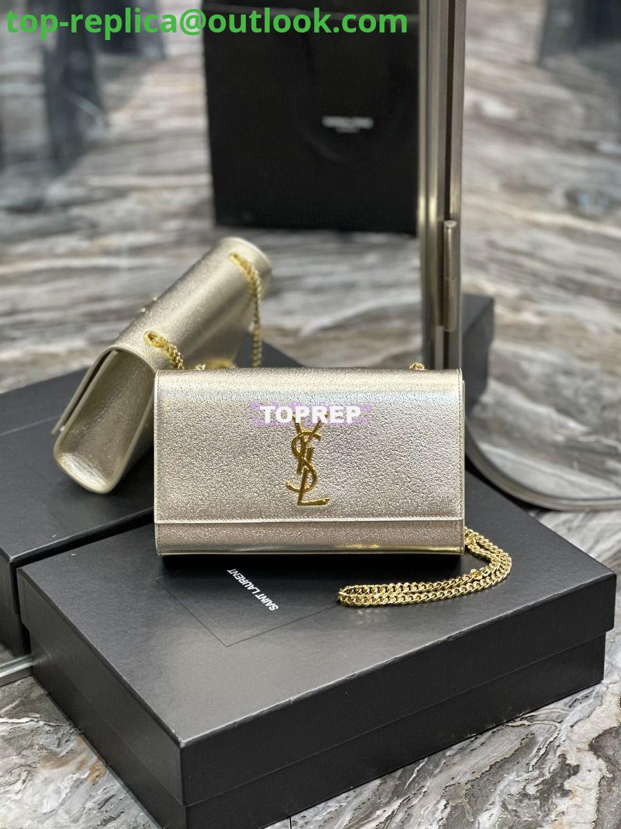 Replica YSL Saint Laurent Medium Kate Chain Bag In Pale Gold Metallic Calfskin 364021 Replica YSL Saint Laurent Medium Kate Chain Bag In Pale Gold Metallic Calfskin 364021