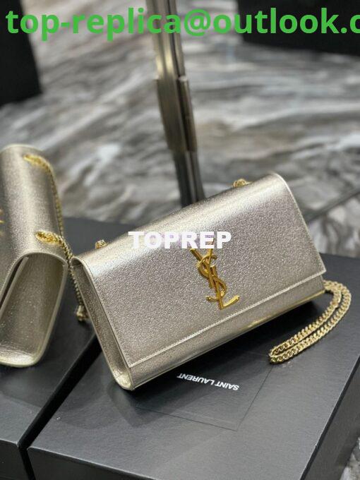 Replica YSL Saint Laurent Medium Kate Chain Bag In Pale Gold Metallic Calfskin 364021 2