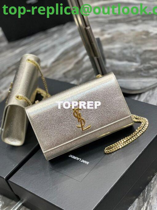 Replica YSL Saint Laurent Medium Kate Chain Bag In Pale Gold Metallic Calfskin 364021 3