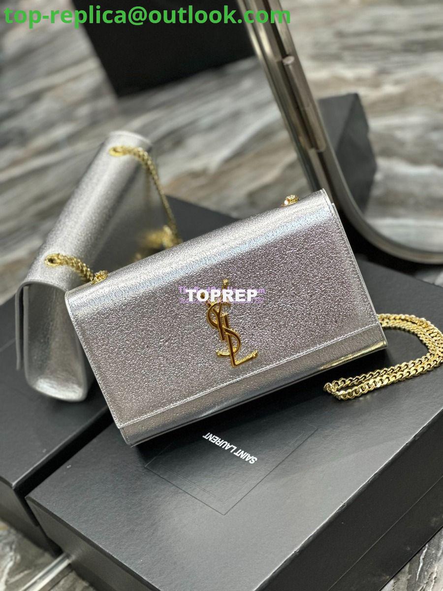 Replica YSL Saint Laurent Medium Kate Chain Bag In Silver Metallic Calfskin 364021 3 Replica YSL Saint Laurent Medium Kate Chain Bag In Silver Metallic Calfskin 364021 3
