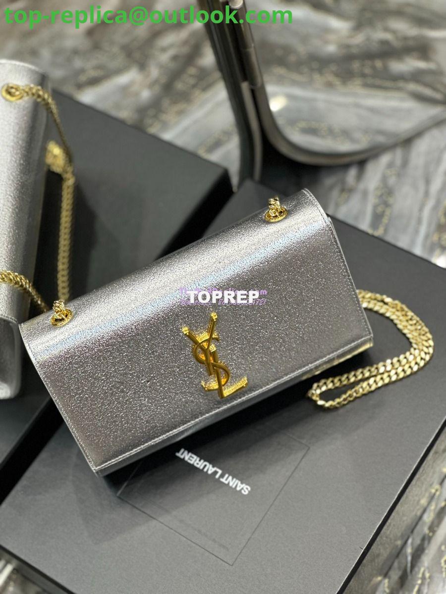 Replica YSL Saint Laurent Medium Kate Chain Bag In Silver Metallic Calfskin 364021 4 Replica YSL Saint Laurent Medium Kate Chain Bag In Silver Metallic Calfskin 364021 4