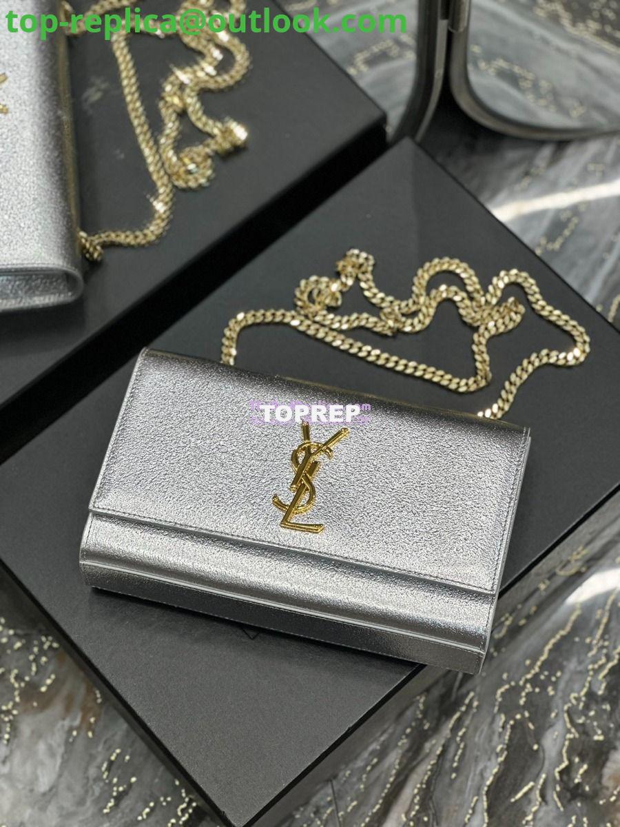Replica YSL Saint Laurent Medium Kate Chain Bag In Silver Metallic Calfskin 364021 5 Replica YSL Saint Laurent Medium Kate Chain Bag In Silver Metallic Calfskin 364021 5
