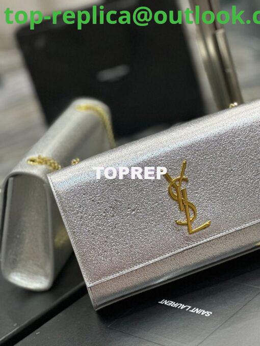 Replica YSL Saint Laurent Medium Kate Chain Bag In Silver Metallic Calfskin 364021 6