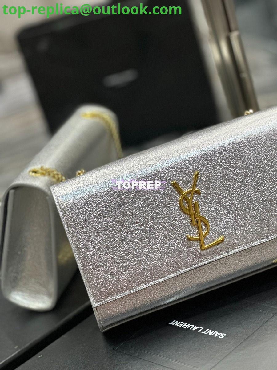 Replica YSL Saint Laurent Medium Kate Chain Bag In Silver Metallic Calfskin 364021 6 Replica YSL Saint Laurent Medium Kate Chain Bag In Silver Metallic Calfskin 364021 6