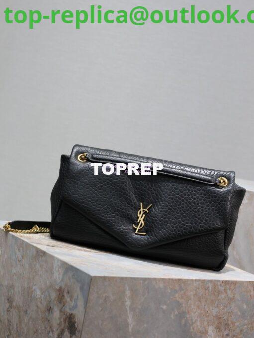 Replica Saint Laurent YSL Large Calypso In Grained Lambskin 777399 black 2