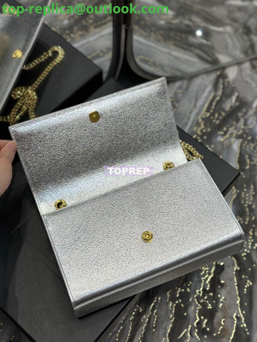 Replica YSL Saint Laurent Medium Kate Chain Bag In Silver Metallic Calfskin 364021 9 Replica YSL Saint Laurent Medium Kate Chain Bag In Silver Metallic Calfskin 364021 9