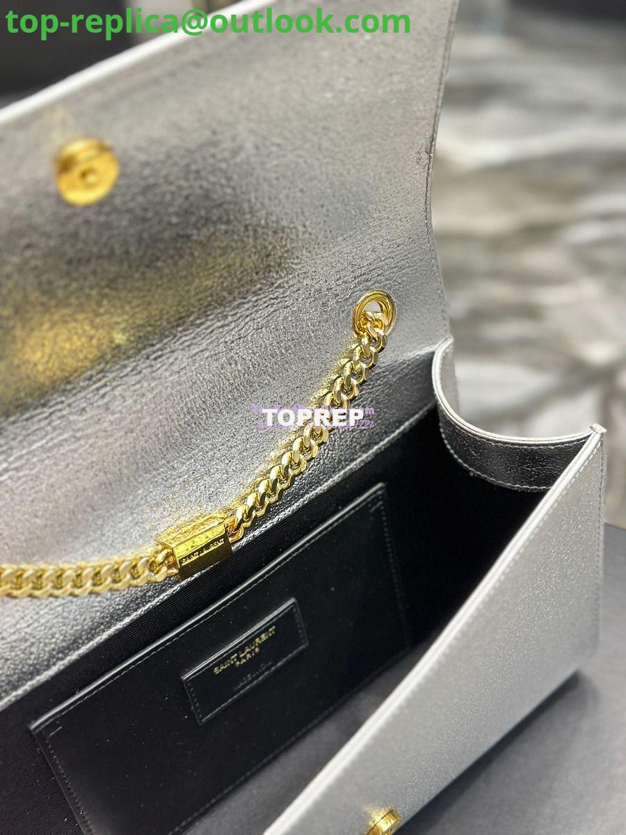 Replica YSL Saint Laurent Medium Kate Chain Bag In Silver Metallic Calfskin 364021 10 Replica YSL Saint Laurent Medium Kate Chain Bag In Silver Metallic Calfskin 364021 10