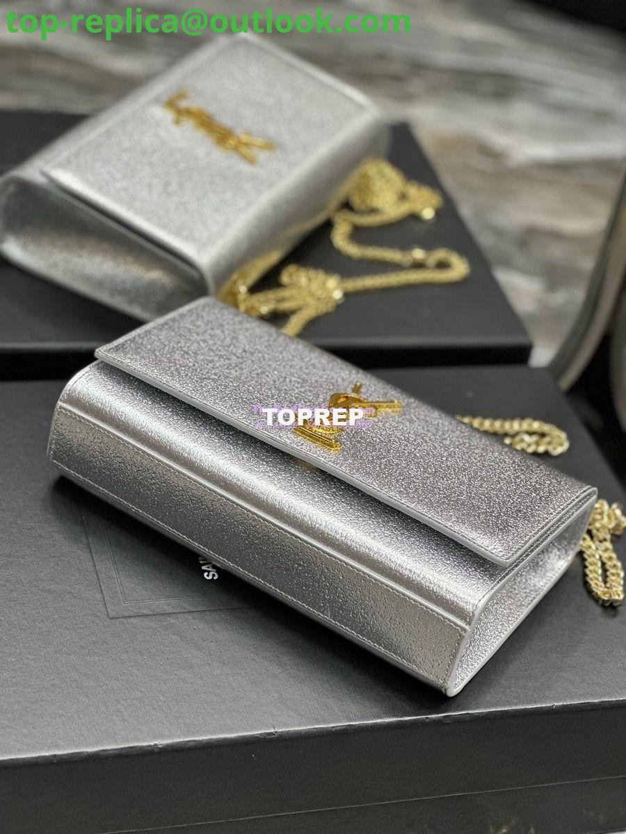 Replica YSL Saint Laurent Medium Kate Chain Bag In Silver Metallic Calfskin 364021 12 Replica YSL Saint Laurent Medium Kate Chain Bag In Silver Metallic Calfskin 364021 12