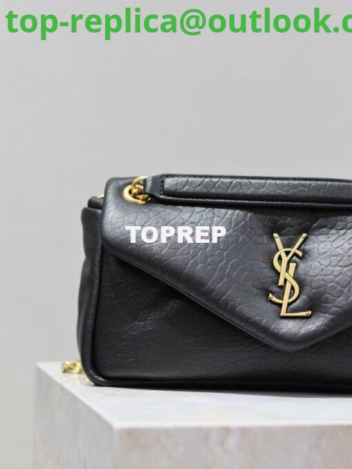 Replica Saint Laurent YSL Calypso In Grained Lambskin 734153 Black 5