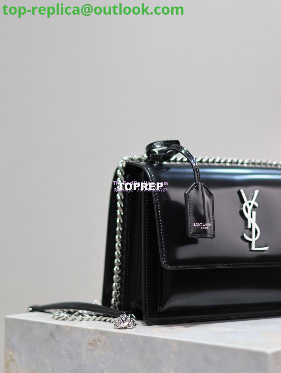 Replica YSL Saint Laurent Medium Sunset Satchel In Patent Leather 634723 Black 3 Replica YSL Saint Laurent Medium Sunset Satchel In Patent Leather 634723 Black 3