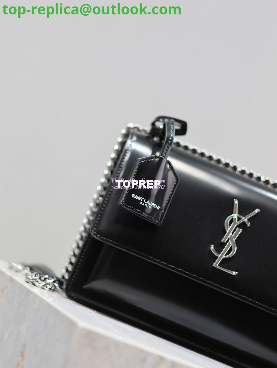 Replica YSL Saint Laurent Medium Sunset Satchel In Patent Leather 634723 Black 5 Replica YSL Saint Laurent Medium Sunset Satchel In Patent Leather 634723 Black 5