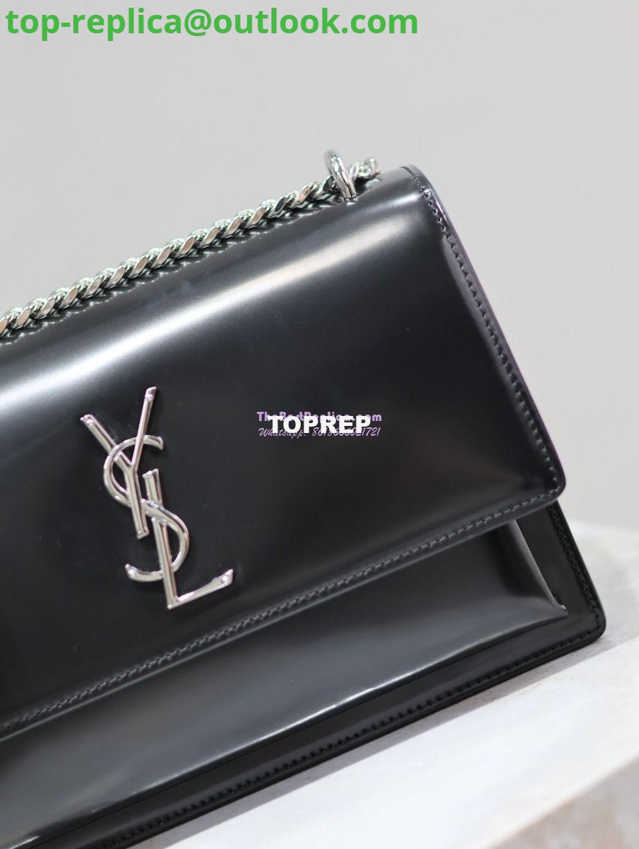 Replica YSL Saint Laurent Medium Sunset Satchel In Patent Leather 634723 Black 6 Replica YSL Saint Laurent Medium Sunset Satchel In Patent Leather 634723 Black 6