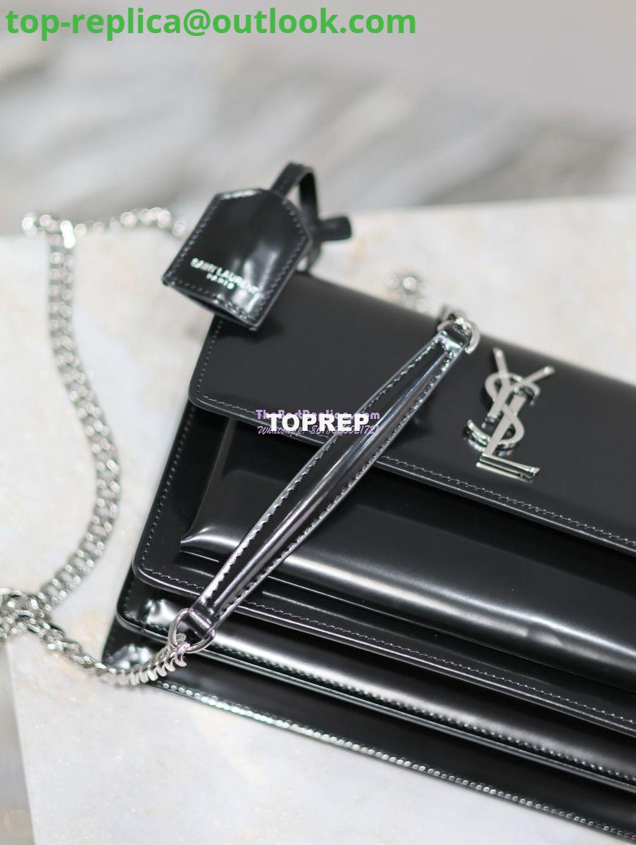 Replica YSL Saint Laurent Medium Sunset Satchel In Patent Leather 634723 Black 7 Replica YSL Saint Laurent Medium Sunset Satchel In Patent Leather 634723 Black 7