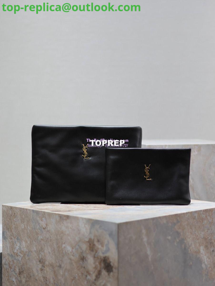 Replica Saint Laurent YSL Calypso Pouch In Lambskin S/L 765025 778943 Black 2 Replica Saint Laurent YSL Calypso Pouch In Lambskin S/L 765025 778943 Black 2