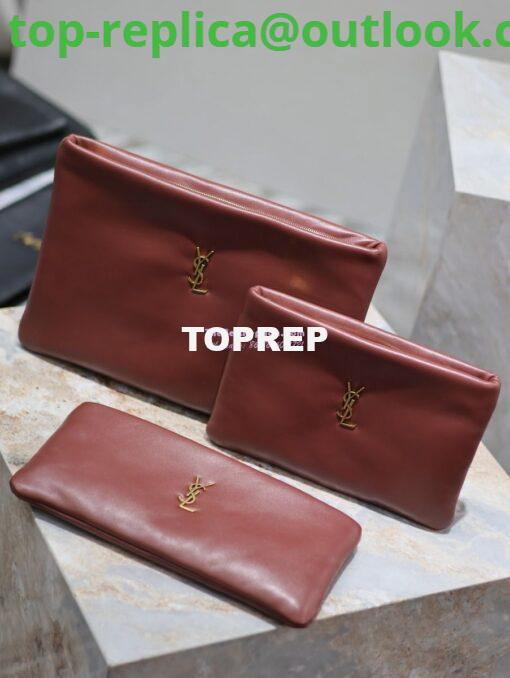 Replica Saint Laurent YSL Calypso Pouch In Lambskin S/L 765025 778943 Rouge Merlot 2