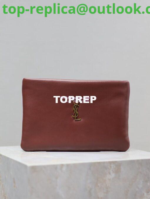 Replica Saint Laurent YSL Calypso Pouch In Lambskin S/L 765025 778943 Rouge Merlot 5