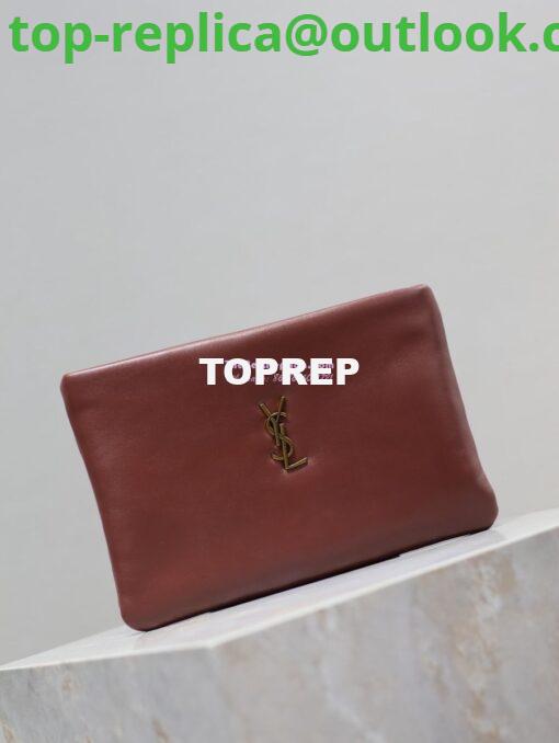 Replica Saint Laurent YSL Calypso Pouch In Lambskin S/L 765025 778943 Rouge Merlot 6