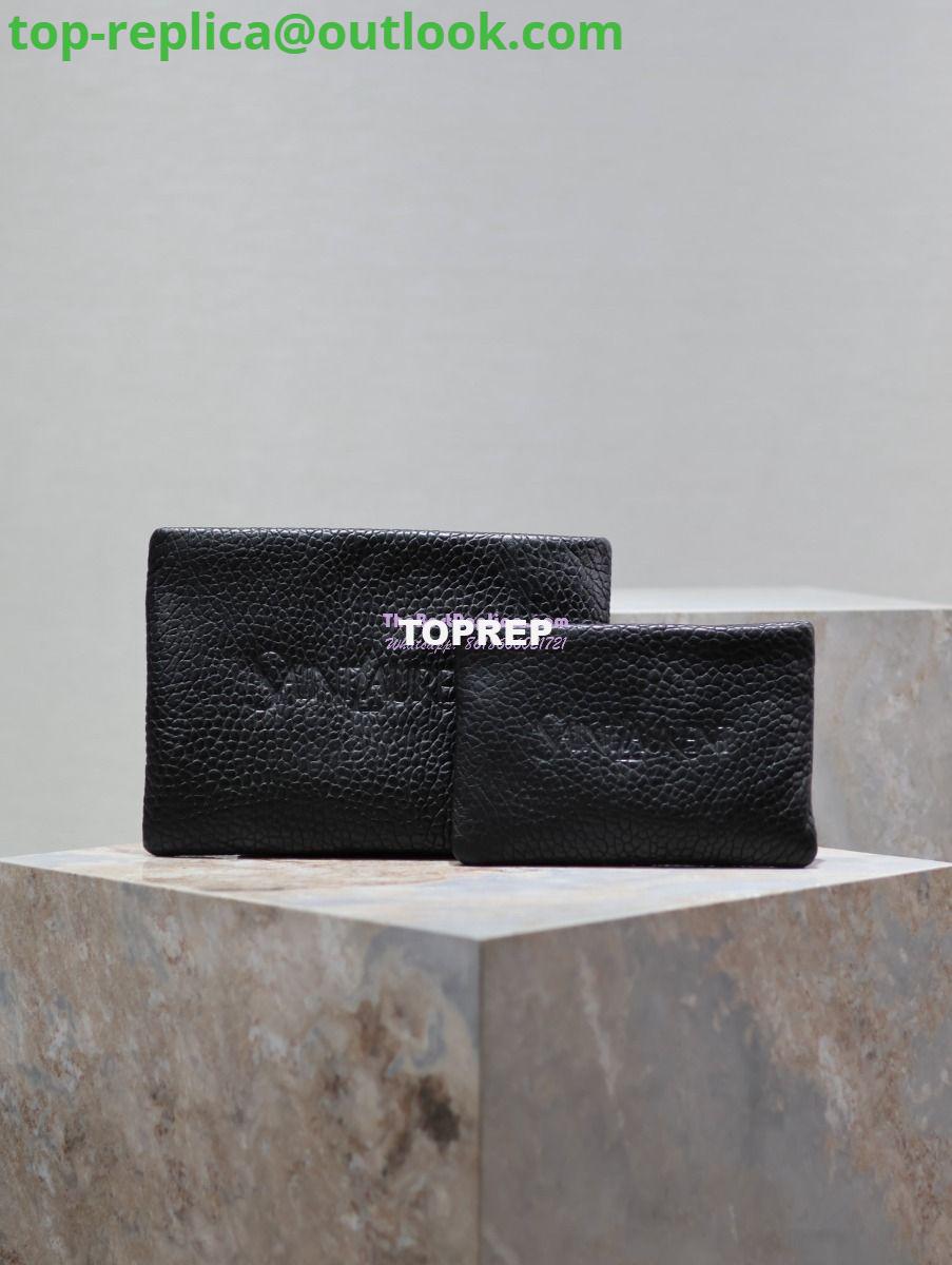 Replica Saint Laurent YSL Logo-Debossed Textured-Leather Pouch In Lambskin S/L 779526 779512 Black Replica Saint Laurent YSL Logo-Debossed Textured-Leather Pouch In Lambskin S/L 779526 779512 Black