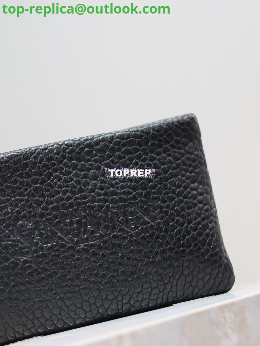 Replica Saint Laurent YSL Logo-Debossed Textured-Leather Pouch In Lambskin S/L 779526 779512 Black 3 Replica Saint Laurent YSL Logo-Debossed Textured-Leather Pouch In Lambskin S/L 779526 779512 Black 3