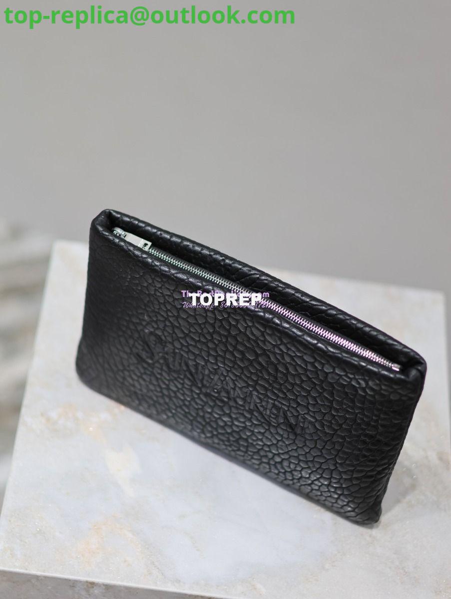 Replica Saint Laurent YSL Logo-Debossed Textured-Leather Pouch In Lambskin S/L 779526 779512 Black 5 Replica Saint Laurent YSL Logo-Debossed Textured-Leather Pouch In Lambskin S/L 779526 779512 Black 5