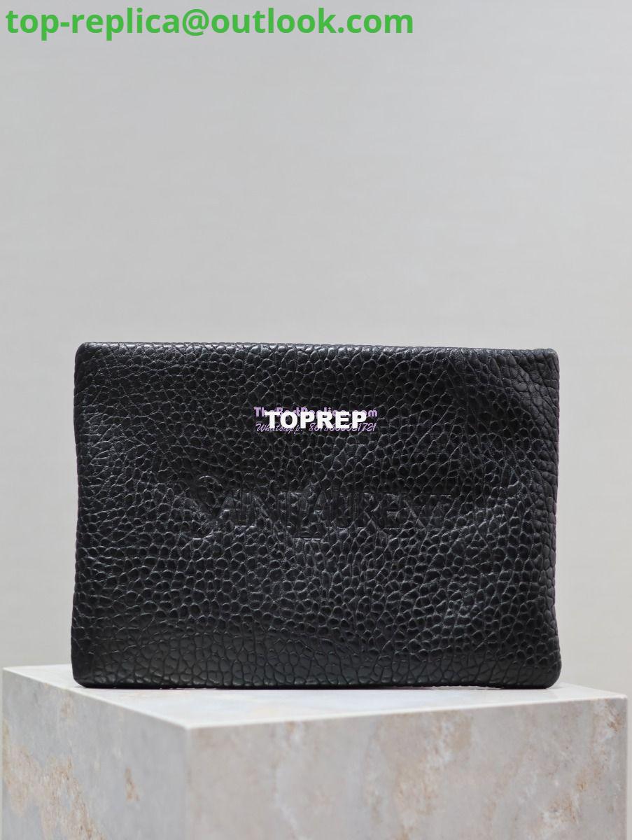 Replica Saint Laurent YSL Logo-Debossed Textured-Leather Pouch In Lambskin S/L 779526 779512 Black 9 Replica Saint Laurent YSL Logo-Debossed Textured-Leather Pouch In Lambskin S/L 779526 779512 Black 9