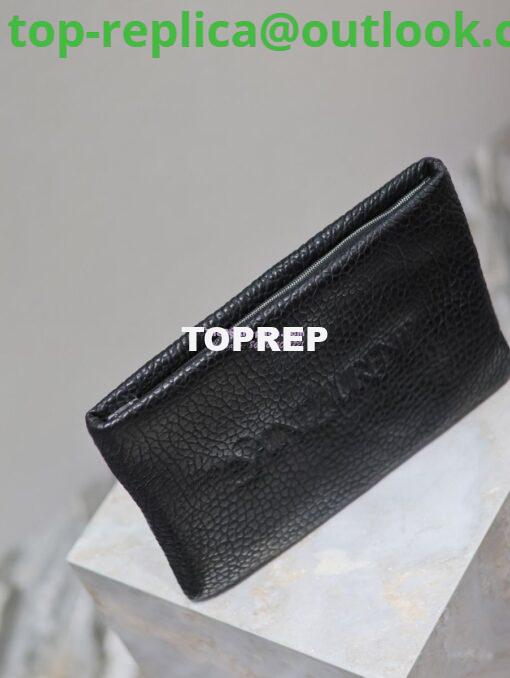 Replica Saint Laurent YSL Logo-Debossed Textured-Leather Pouch In Lambskin S/L 779526 779512 Black 12