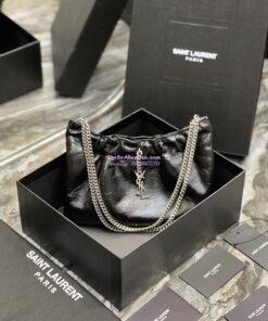 Replica YSL Saint Laurent Pac Pac Ruched Hobo bag 681632 Black