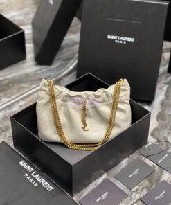 Replica YSL Saint Laurent Pac Pac Ruched Hobo bag 681632 Creme