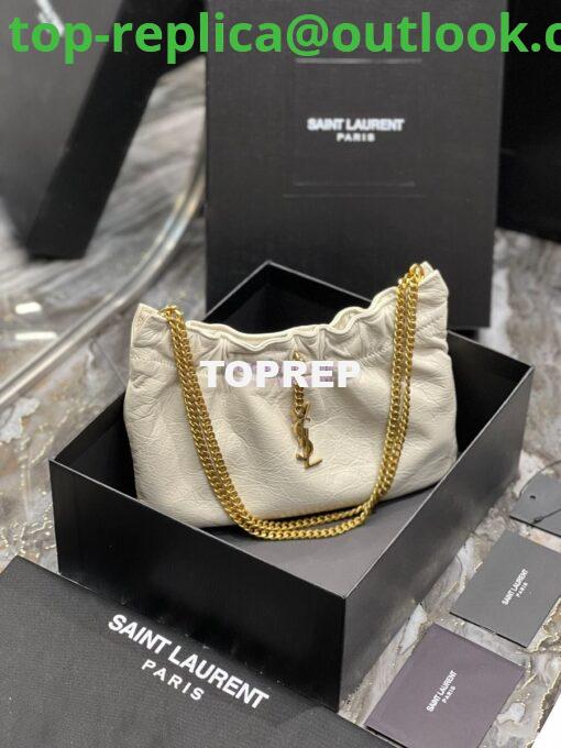 Replica YSL Saint Laurent Pac Pac Ruched Hobo bag 681632 Creme 2