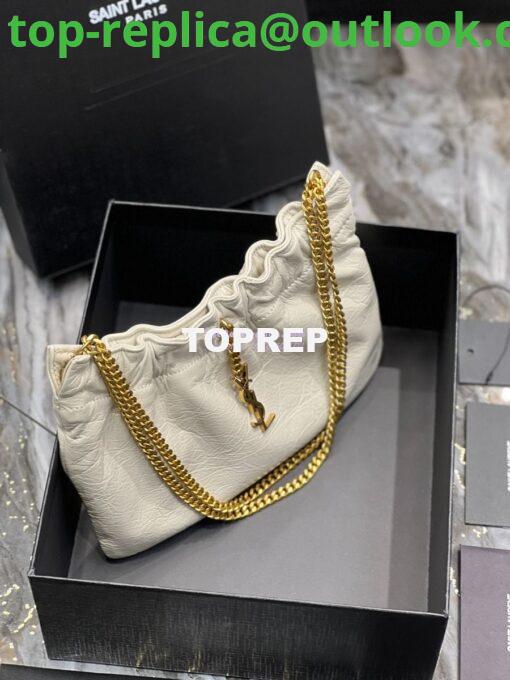 Replica YSL Saint Laurent Pac Pac Ruched Hobo bag 681632 Creme 4